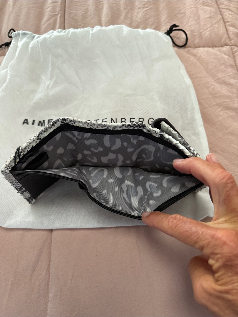 Aimee Kestenberg Silver and Black Snakeskin Card Wallet - Picture 3 of 13